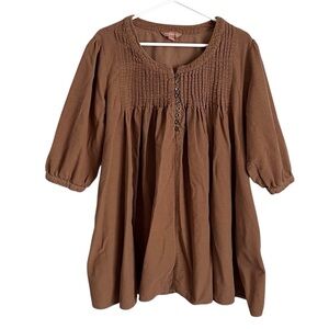 April Cornell Country Road Tunic Mini Dress Brown Corduroy Cottage NO BELT Large